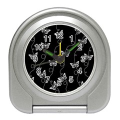 Black And White Butterfly Pattern Travel Alarm Clock