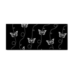 Black And White Butterfly Pattern Hand Towel by SpinnyChairDesigns