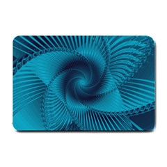 Cerulean Blue Pinwheel Floral Design Small Doormat  by SpinnyChairDesigns