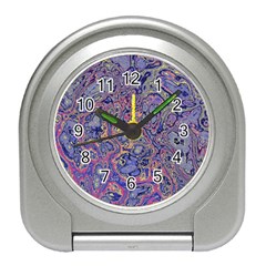 Colorful Marbled Paint Texture Travel Alarm Clock