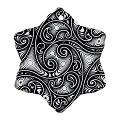 Abstract Paisley Black And White Snowflake Ornament (two Sides) by SpinnyChairDesigns
