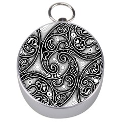 Abstract Paisley Black And White Silver Compasses by SpinnyChairDesigns