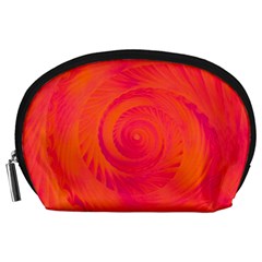 Pink And Orange Swirl Accessory Pouch (large) by SpinnyChairDesigns