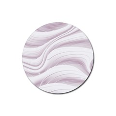 Pale Pink And White Swoosh Rubber Coaster (round)  by SpinnyChairDesigns