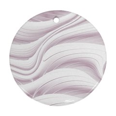 Pale Pink And White Swoosh Round Ornament (two Sides) by SpinnyChairDesigns