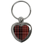 Black and Red Striped Plaid Key Chain (Heart)