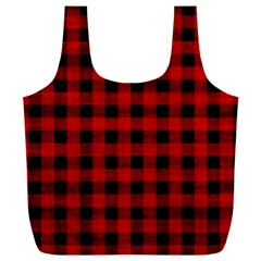 Grunge Red Black Buffalo Plaid Full Print Recycle Bag (xxl) by SpinnyChairDesigns