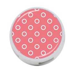 Coral Pink And White Circles Polka Dots 4-port Usb Hub (two Sides) by SpinnyChairDesigns