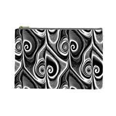 Abstract Black And White Swirls Spirals Cosmetic Bag (large) by SpinnyChairDesigns