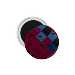 Burgundy Black Blue Abstract Check Pattern 1 75  Magnets by SpinnyChairDesigns