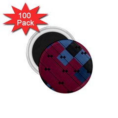 Burgundy Black Blue Abstract Check Pattern 1 75  Magnets (100 Pack)  by SpinnyChairDesigns