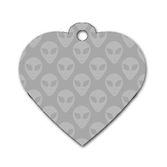 Grey Aliens Ufo Dog Tag Heart (one Side) by SpinnyChairDesigns