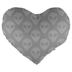 Grey Aliens Ufo Large 19  Premium Flano Heart Shape Cushions by SpinnyChairDesigns