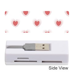 Red Polka Dot Hearts On White Memory Card Reader (stick) by SpinnyChairDesigns