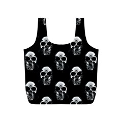 Black And White Skulls Full Print Recycle Bag (s) by SpinnyChairDesigns