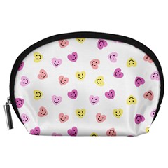 Cute Colorful Smiling Hearts Pattern Accessory Pouch (large) by SpinnyChairDesigns