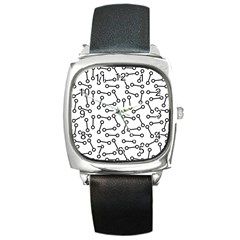 Abstract Black And White Minimalist Square Metal Watch by SpinnyChairDesigns