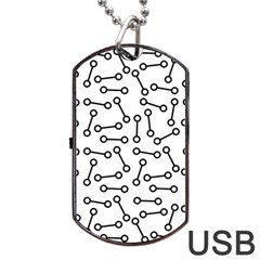 Abstract Black And White Minimalist Dog Tag Usb Flash (one Side) by SpinnyChairDesigns