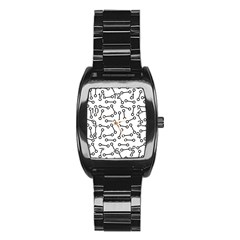 Abstract Black And White Minimalist Stainless Steel Barrel Watch by SpinnyChairDesigns