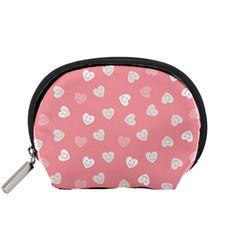 Cute Pink And White Hearts Accessory Pouch (small) by SpinnyChairDesigns