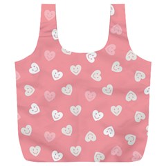 Cute Pink And White Hearts Full Print Recycle Bag (xxxl) by SpinnyChairDesigns