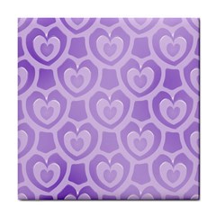 Purple Hearts Pattern Tile Coaster by SpinnyChairDesigns