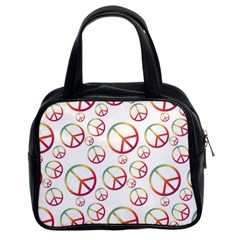 Colorful Rainbow Peace Symbols Classic Handbag (two Sides) by SpinnyChairDesigns