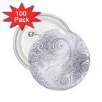 White Silver Swirls Pattern 2.25  Buttons (100 pack)  Front