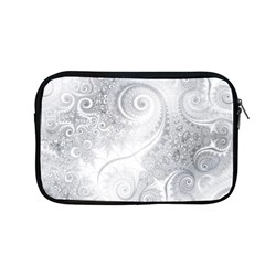 White Silver Swirls Pattern Apple Macbook Pro 13  Zipper Case by SpinnyChairDesigns