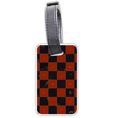 Red And Black Checkered Grunge  Luggage Tag (one Side) by SpinnyChairDesigns
