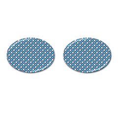 Country Blue Checks Pattern Cufflinks (oval) by SpinnyChairDesigns