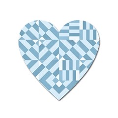 Truchet Tiles Blue White Heart Magnet by SpinnyChairDesigns