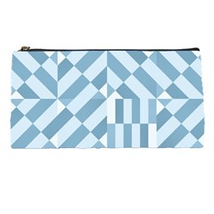 Truchet Tiles Blue White Pencil Case by SpinnyChairDesigns