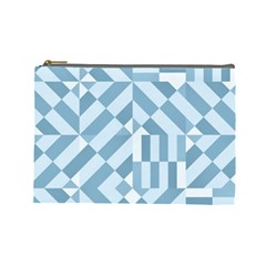 Truchet Tiles Blue White Cosmetic Bag (large) by SpinnyChairDesigns