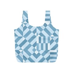 Truchet Tiles Blue White Full Print Recycle Bag (s) by SpinnyChairDesigns