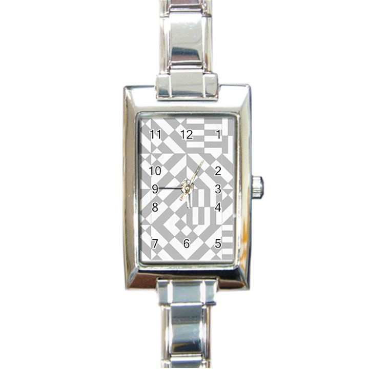 Truchet Tiles Grey White Pattern Rectangle Italian Charm Watch