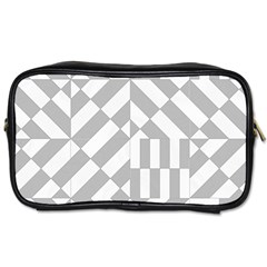 Truchet Tiles Grey White Pattern Toiletries Bag (two Sides) by SpinnyChairDesigns
