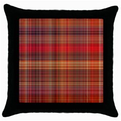 Madras Plaid Fall Colors Throw Pillow Case (black) by SpinnyChairDesigns