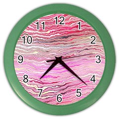 Pink Abstract Stripes Color Wall Clock by SpinnyChairDesigns