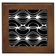 Black And White Clam Shell Pattern Framed Tile by SpinnyChairDesigns