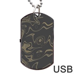 Taupe Umber Abstract Art Swirls Dog Tag Usb Flash (one Side) by SpinnyChairDesigns