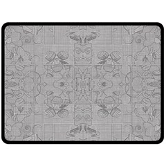 Silver Grey Decorative Floral Pattern Fleece Blanket (large)  by SpinnyChairDesigns