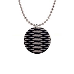 Black And White Zebra Ikat Stripes 1  Button Necklace by SpinnyChairDesigns