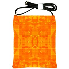 Orange Peel Abstract Batik Pattern Shoulder Sling Bag by SpinnyChairDesigns