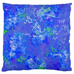 Bright Blue Paint Splatters Standard Flano Cushion Case (two Sides) by SpinnyChairDesigns