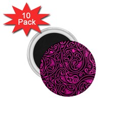 Hot Pink And Black Paisley Swirls 1 75  Magnets (10 Pack)  by SpinnyChairDesigns