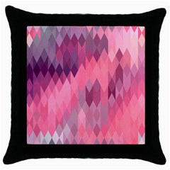 Pink Purple Diamond Pattern Throw Pillow Case (black) by SpinnyChairDesigns