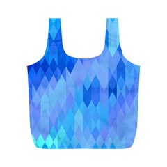 Aqua Blue Diamond Pattern Full Print Recycle Bag (m) by SpinnyChairDesigns