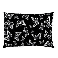 Black And White Butterfly Pattern Pillow Case by SpinnyChairDesigns