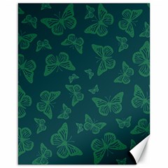 Midnight Green Butterflies Pattern Canvas 16  X 20  by SpinnyChairDesigns